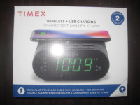Timex Wireless Charging Dual Alarm Clock Radio. Sleep Timer. LED