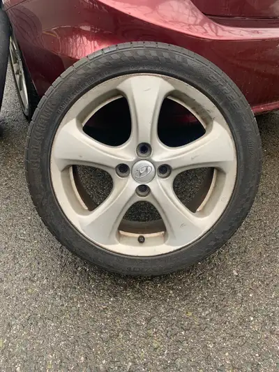 4 HYUNDAI ACCENT OR ELANTRA ALUMINUM RIMS WITH BLACKHAWK STREET-H HU02 HIGH PERFORMANCE TIRES 205/45...