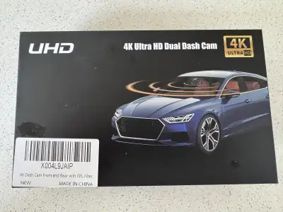 Front and Rear 4K+1080P WiFi Dash Cam with Power Cable Filter, Mobile App Connectivity, 64GB SD Card...