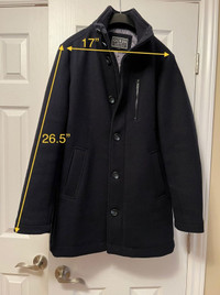 Guess Winter Coat with removable hood, S, Navy Blue