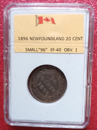 1896 Newfoundland 20cent SILVER
