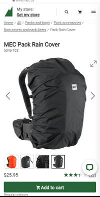 NEW**  MEC hiking, biking  Backpack Rain Cover