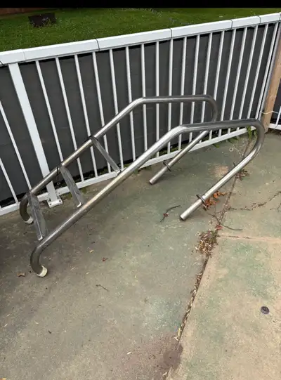 Jacuzzi three step ladder(one end slides into holes outside of pool and ladder sits in the pool)in g...