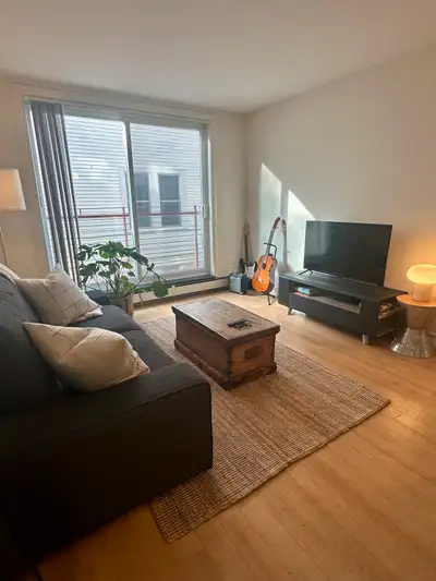 Modern one bedroom apartment in tower apartments. Hardwood floors, washer, and dryer in unit, dishwa...
