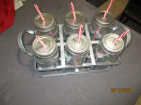 Mason jar glasses with tray