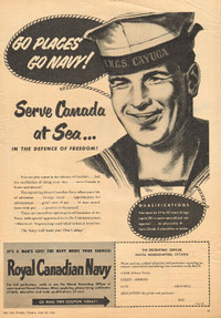 1952 large magazine recruitment ad for Royal Canadian Navy