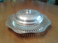 Vintage Silverplated Butter Dish with glass liner