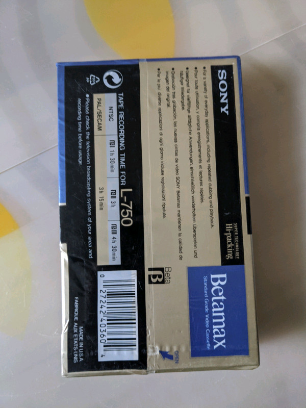 Sealed Sony Betamax L-750 video tape in Other in City of Toronto - Image 2