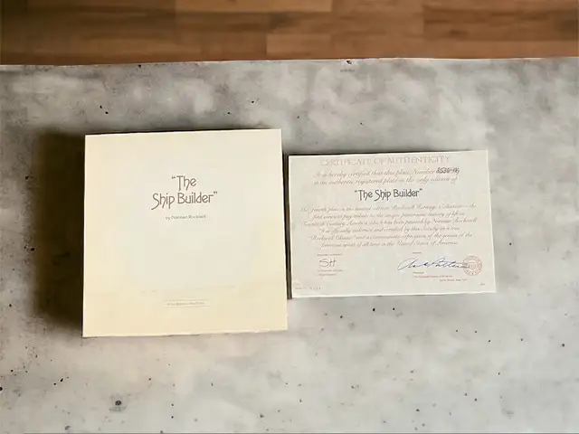 Vintage Plate Norman Rockwell The Ship Builder 1980 Authentic in Arts & Collectibles in Winnipeg - Image 4