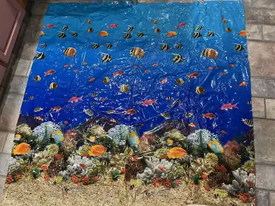 Hello, I’m selling an aquarium shower curtain. The curtain is 68” wide and 70” in height. Asking $15...