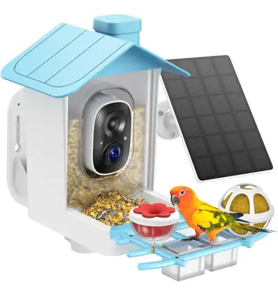 Smart Bird Feeder with Camera Solar Powered, Bird House with Camera for Outside, AI Identify, Auto C...