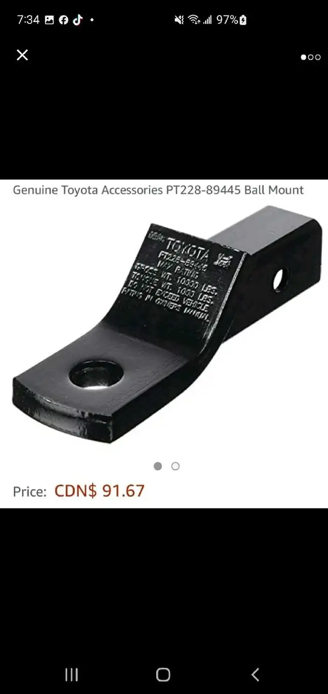 BRAND NEW GENUINE TOYOTA 2" SQUARE TRAILER HITCH BALL MOUNT in Other in Barrie - Image 2