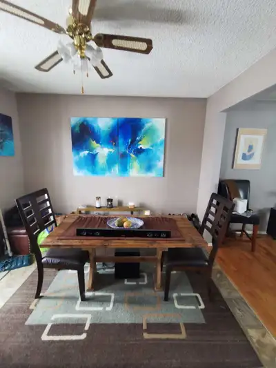 Basement suite fully furnished with bedroom dining area and living space. Fold-out couch and ameniti...