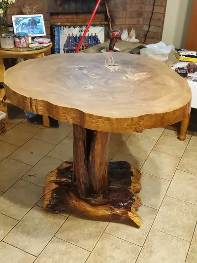 Live Edge Round Wood Side Table, View more