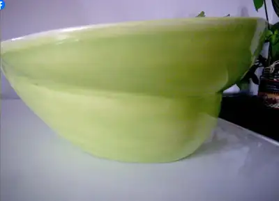 Genuine John Bergen ceramic bowl 12.5" diameter 6" on high side. lime green outside, orange inside,...
