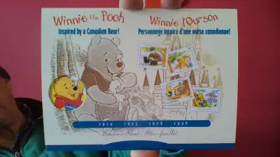 1996 Canada Post WINNIE the POOH 4-45 cent STAMP FOLDER, View more