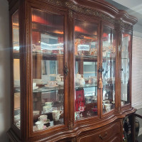 Beautiful curved glass solid wood display cabinet for sale