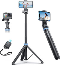 62" iPhone Cell Phone Camera Tripod Selfie Stick With BT Remote