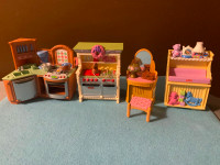 Fisher Price dollhouse furniture beds and kitchen