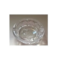 Vintage Lead Crystal Cut Glass Ashtray with Etched Flower