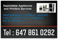 APPLIANCE REPAIRS : Washer, Dryer, Disherwasher, fridge, Stove.
