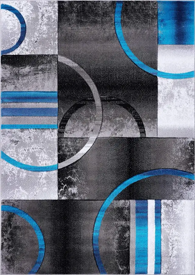 Modern Geometric Rug – Black, Grey, Turquoise63240706416387121
