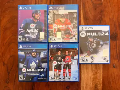 Selling NHL 2020, NHL 2021, NHL 2022 (PS4) and NHL 2024 (PS5). All in good working condition from a...