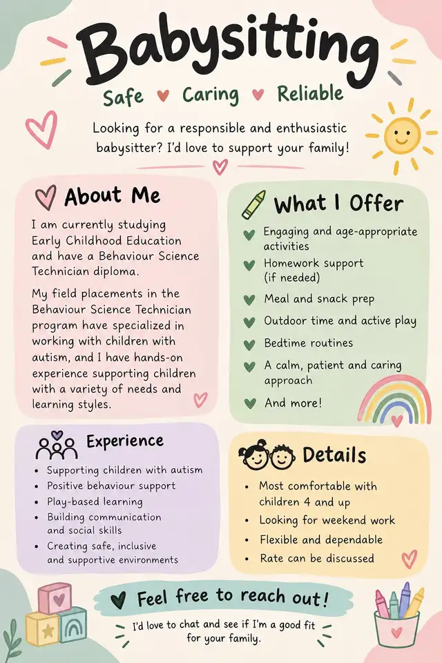 Looking for weekend babysitting job