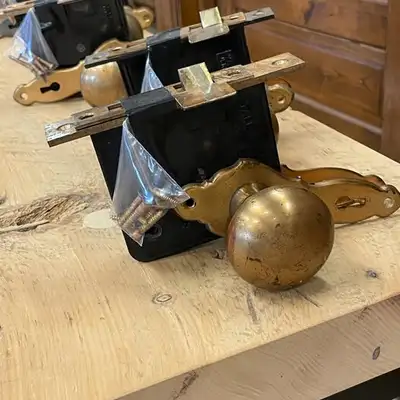 Full set of door knobs from the St. Jacobs library. $125 each The Timeless Material Co. 305 Northfie...