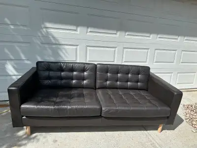 Dark brown REAL leather sofa…ONLY $250, View more