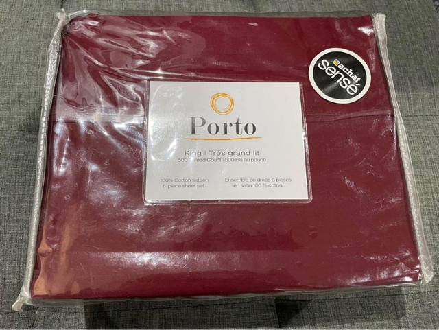 New Porto King Size 100% Cotton Sateen 6 pcs Sheet Set-500 TC in Bedding in Mississauga / Peel Region