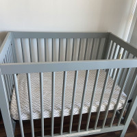 Solid Wood Mini Crib with mattress and sheet