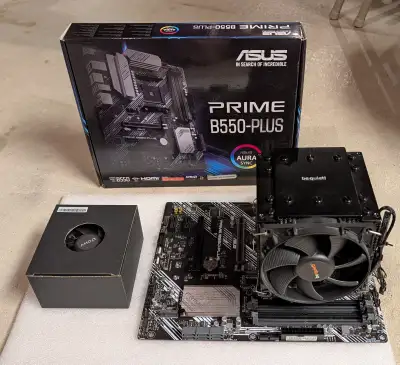 AMD 5600x CPU + ASUS B550-Plus Motherboard + Cooling, View more