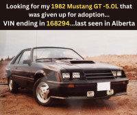 Looking for my black 1982 Mustang GT 5.0L in Alberta
