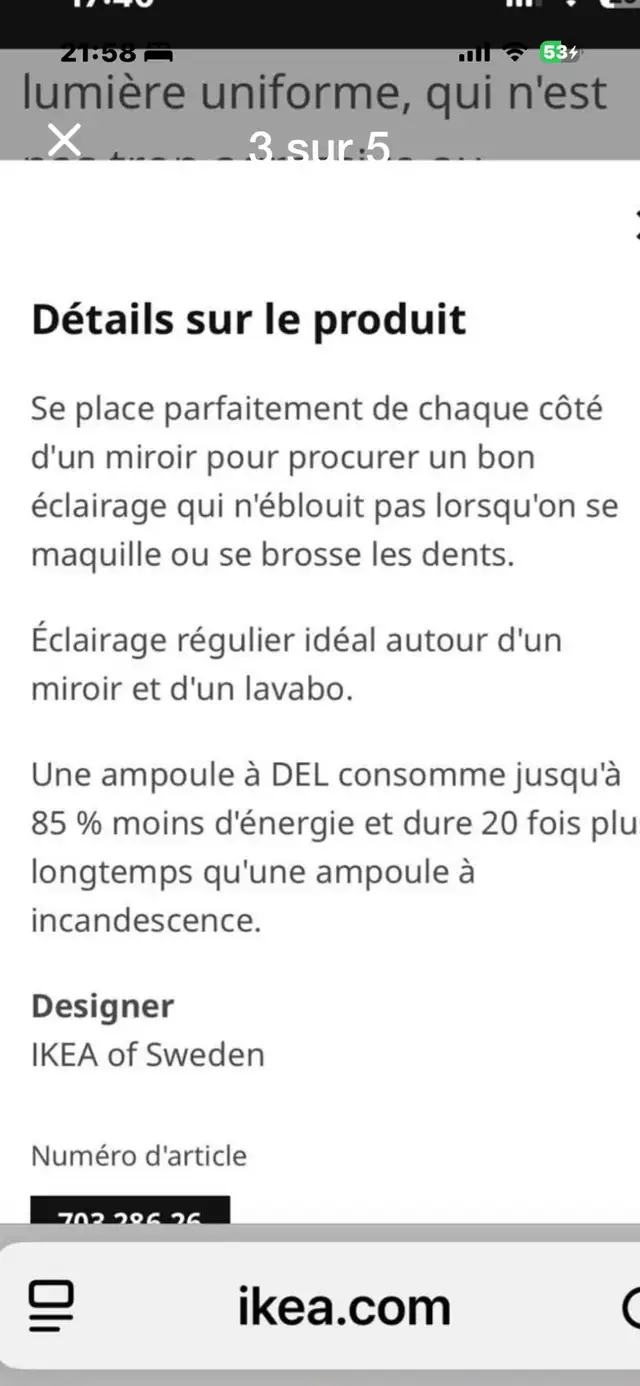 Ikea LEDSJÖ Applique Murale in Indoor Lighting & Fans in City of Montréal - Image 4