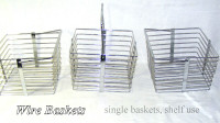 Wire Baskets 3 hang/stack/single, bright chrome, store/carry