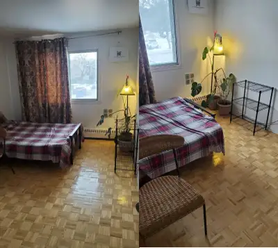 Grande chambre équipée pour $580 tous inclus. Fournie avec: lit, matelas, oreillers, drap, table, la...
