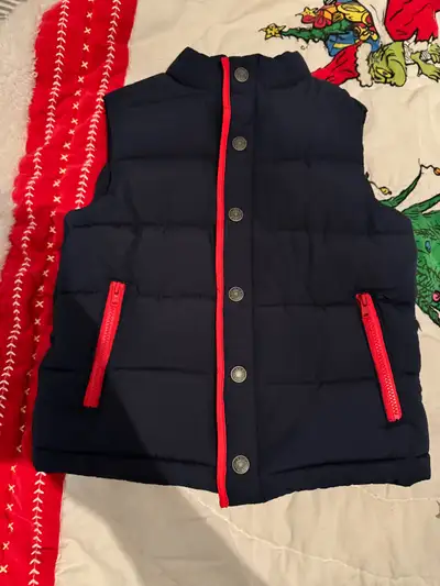 NWT Janie & Jack 3-4 navy puffy vest red trim snaps, View more