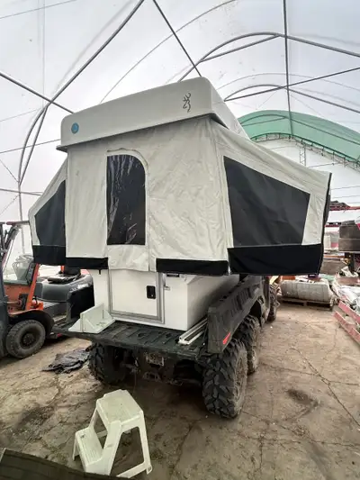 Box Tent Camper Canvases in Great shape no leaks, no rips. It fits in back of small truck box or 6 b...