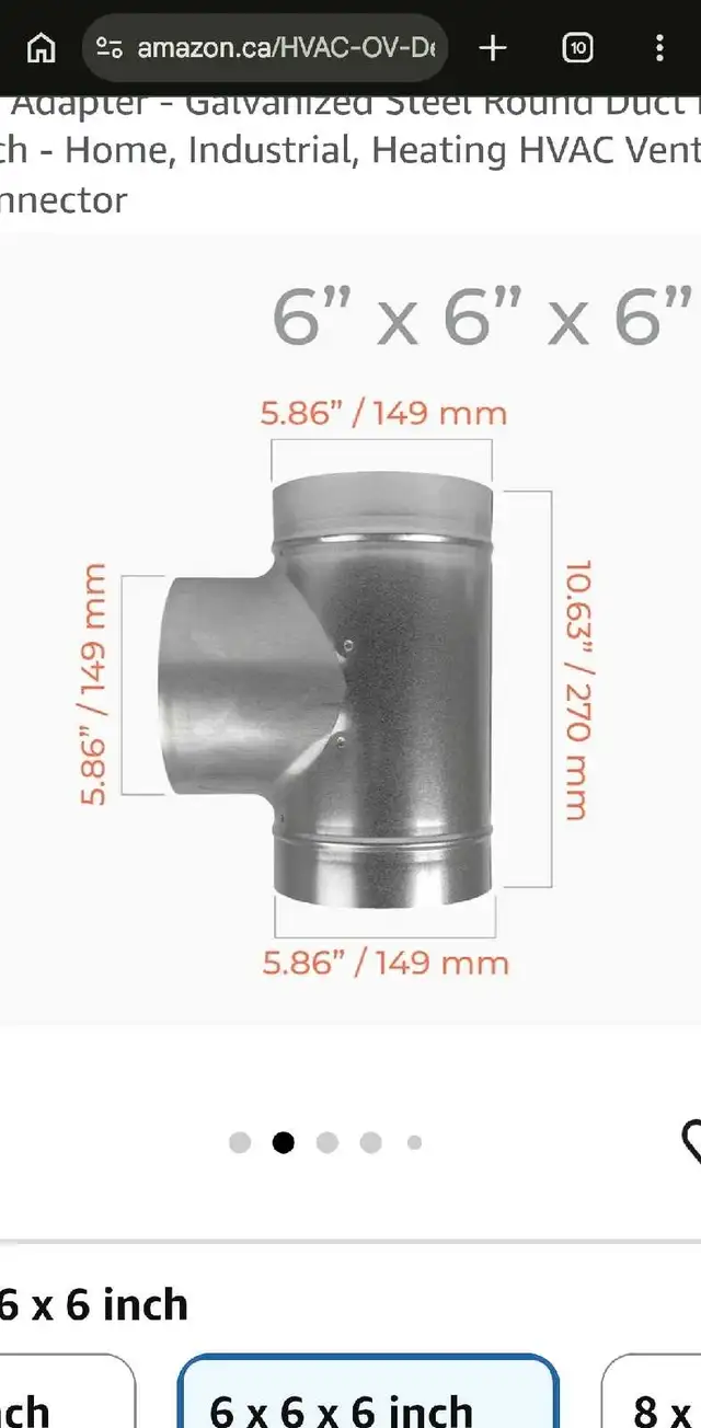 6x6x6 HVAC Vent Connector in Heating, Cooling & Air in St. Catharines - Image 2