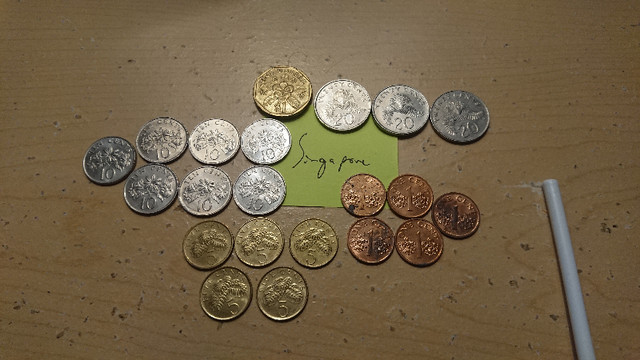 OBO SINGAPORE 1 DOLLAR, 20, 10, 5, AND 1 CENT COINS in Arts & Collectibles in Thunder Bay