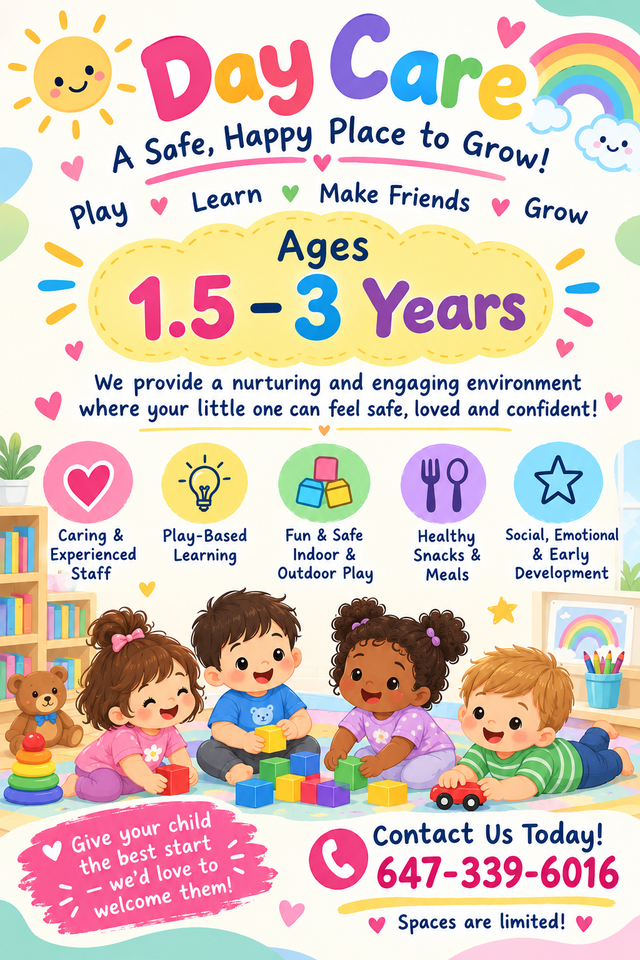 Licenced Home Day Care -  Spot available in Ajax