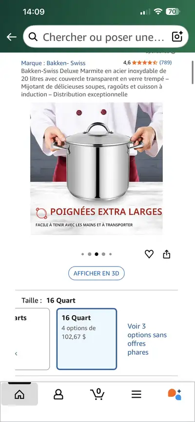 marmite 16qt NEUF en acier pour induction, View more