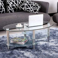 Clear Oval Glass Coffee Table great price 