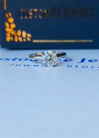 18k White Gold 2 Carat Round  Lab Grown Diamond Ring,F-VVS2