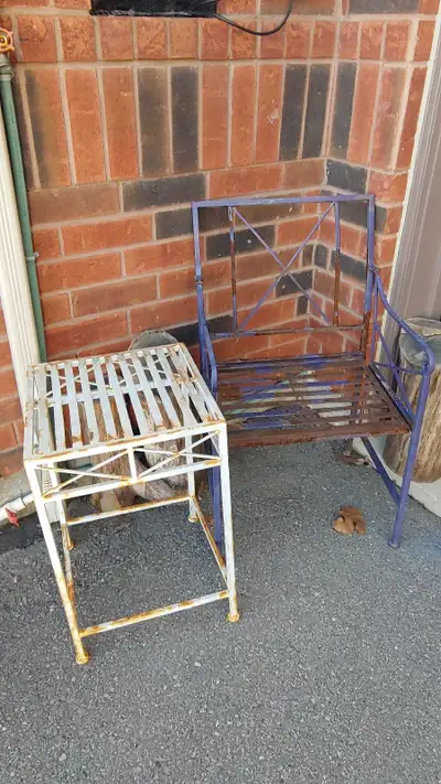 wrought iron chair and side table , View more