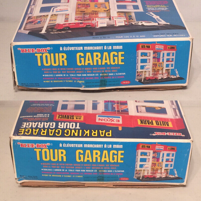 Vintage Blue Box Exxon Gas Station Toy Car Parking Garage w Box in Arts & Collectibles in Ottawa - Image 3