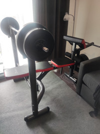 Weight Bench Soozier with built-in dumbbells and bench press bar