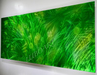 METAL art wild country flower green Long Large abstract painting