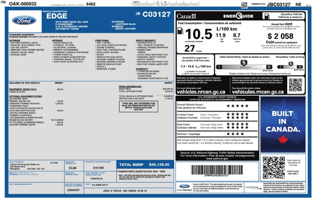 2018 Ford Edge SEL AWD – Loaded & Ready to Go! in Cars & Trucks in Markham / York Region